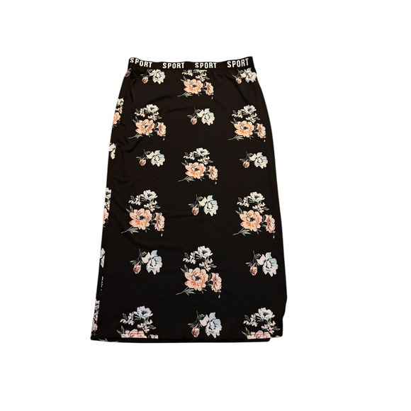 SHEIN Curve Dresses & Skirts - SHEIN Curve Black Floral Maxi Skirt Sport Waistband Plus Size